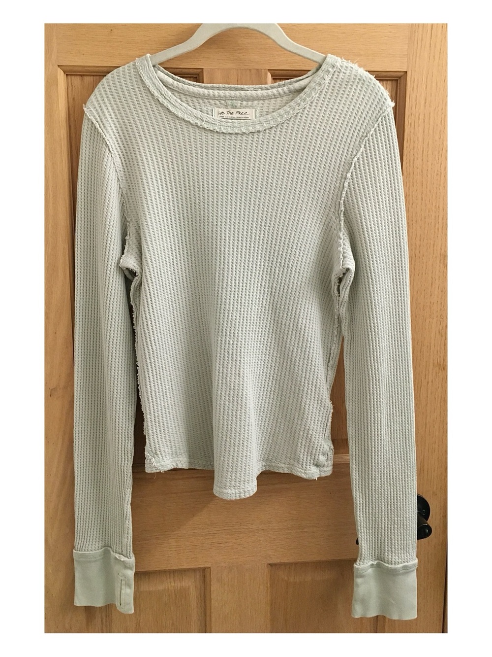 Free People Sage Waffle-Knit Long Sleeve Top, Large (Fits like a Medium)
